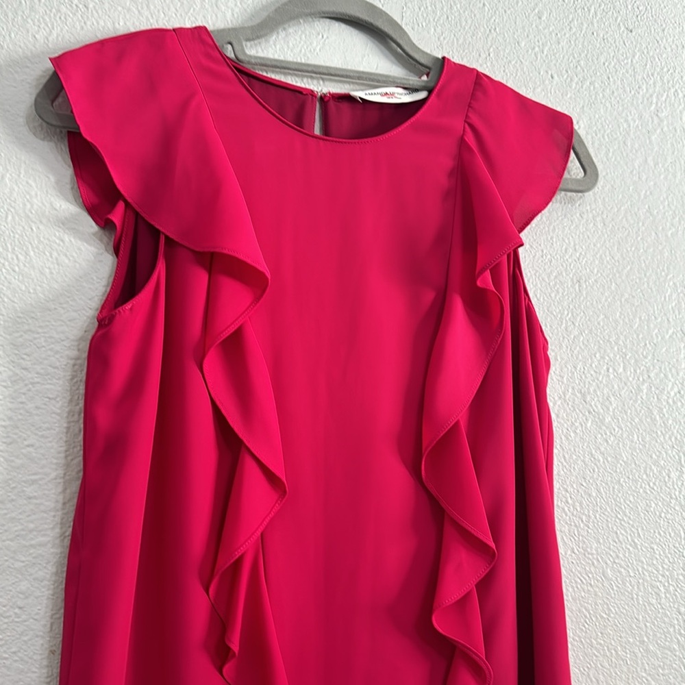 Amanda Uprichard Rutherford Fuchsia Ruffle Mini Dress - Picture 3 of 5